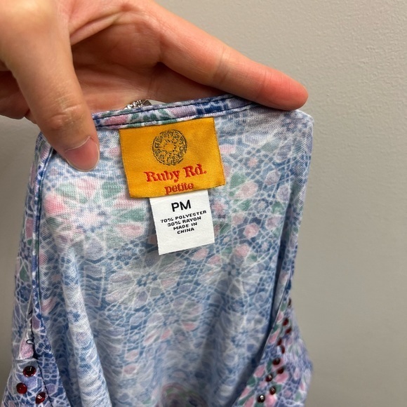 Ruby Rd Blue‎ Print Blouse - Picture 9 of 10
